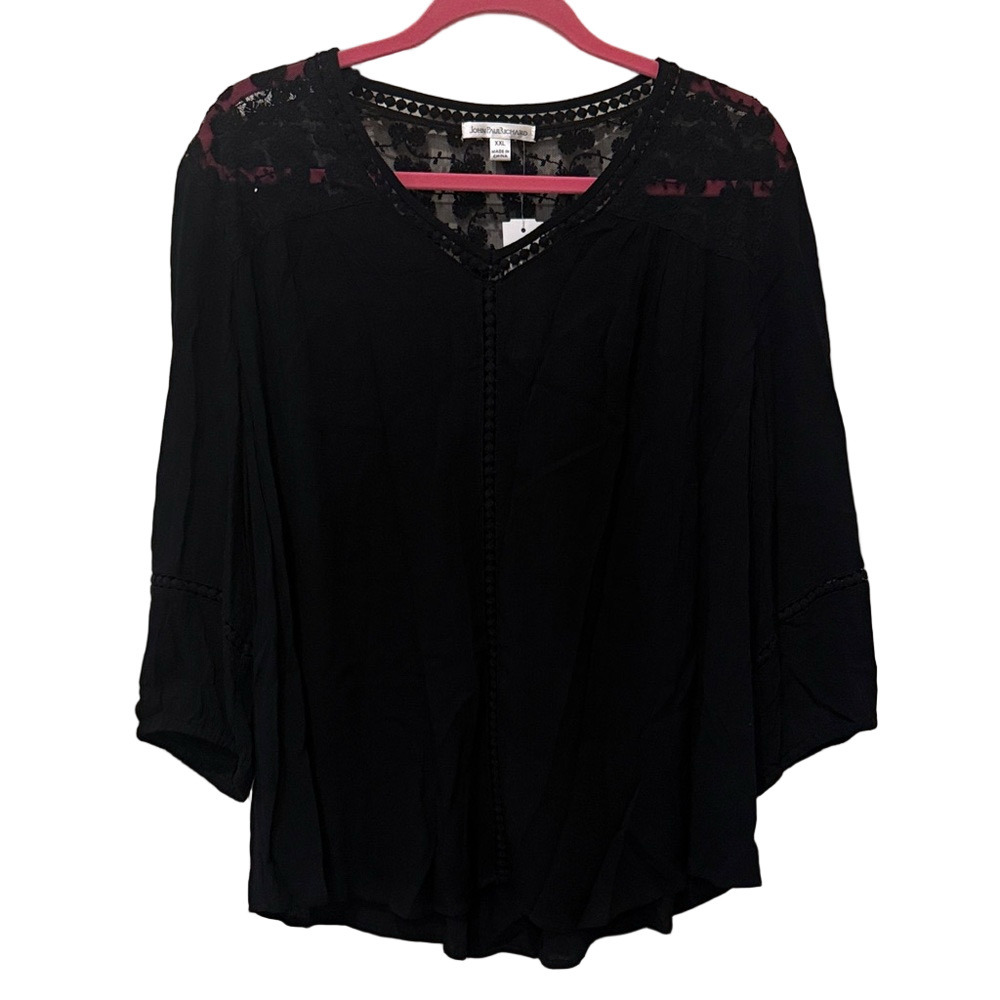JohnPaulRichard NWT black lace top, XXL
